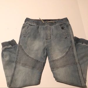 Nitrous Black Moto Drift Boys Denim Jogger Pants